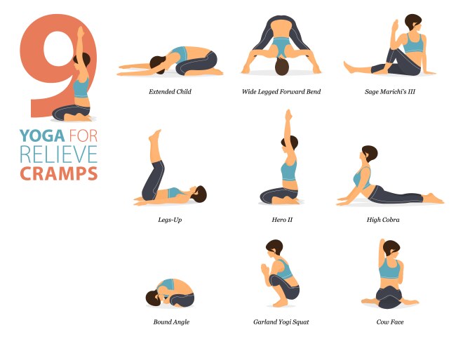 9 Yoga Poses for Muscle Relief Vector Image