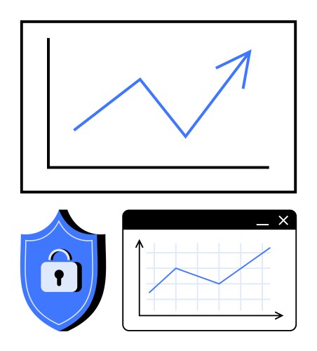 Data security concept with rising graph and shield vektorbild