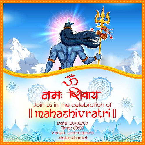 Lord Shiva Shivratri Hindu God Vector Image
