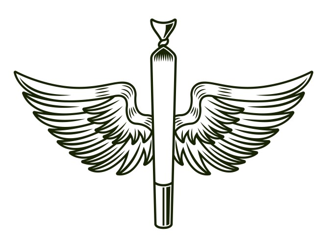 Marijuana rolled joint or cigarette with wings Vector Image