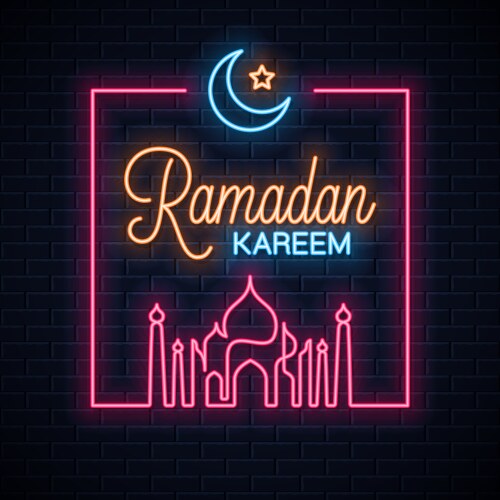 Ramadan kareem neon sign eid Vector Image