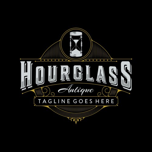 Simple vintage hourglass retro logo tattoo style vector image