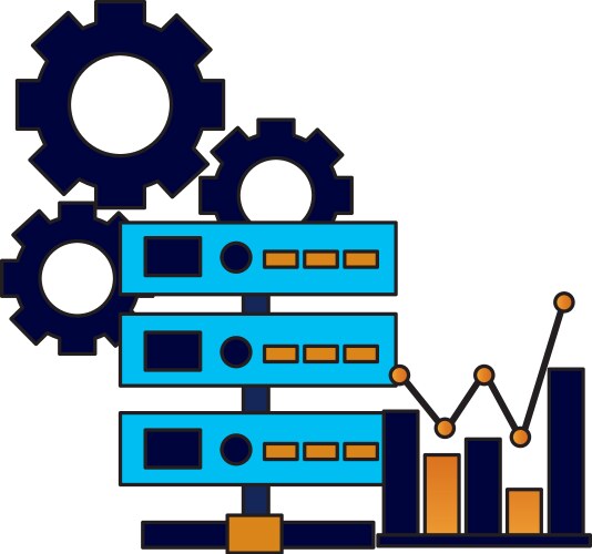 Database server chart and gears vektorbild