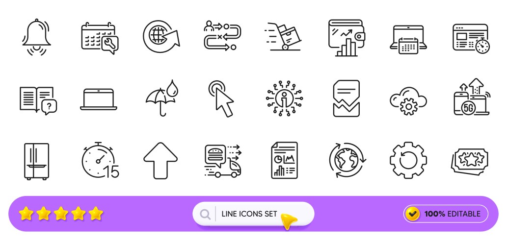 Outsourcing web timer and report document line vector image