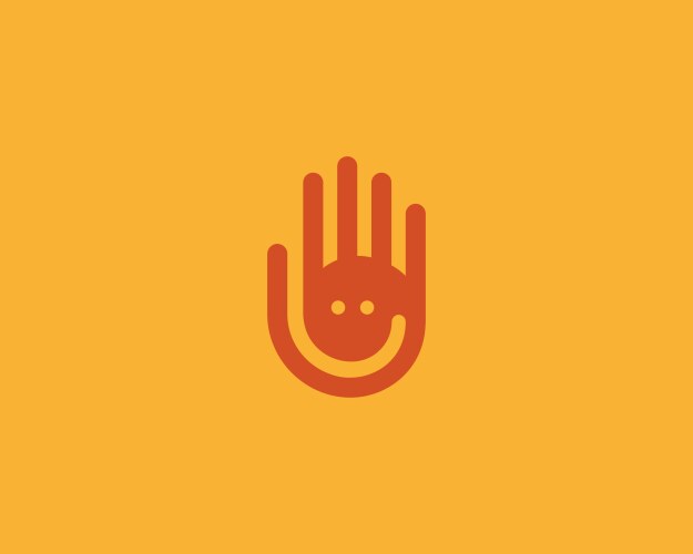 Hand with Positive Smile Logo Vector Image
