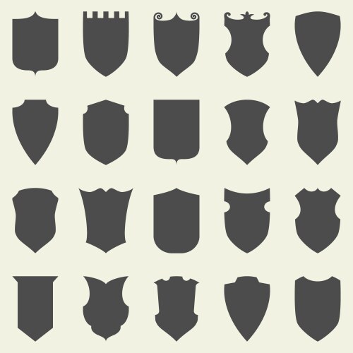 Set of blank empty dark shields shield badge vector image