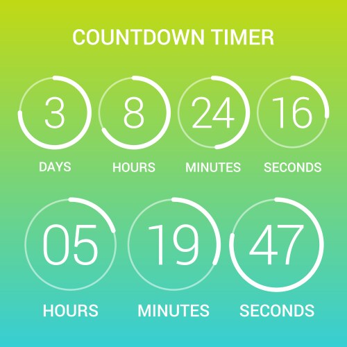 Circle countdown clock counter timer on gradient vector image