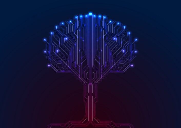 Circuit board neon lines pattern in the shape vector image