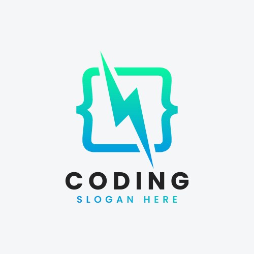 Modern computer programming coding logo design vector image