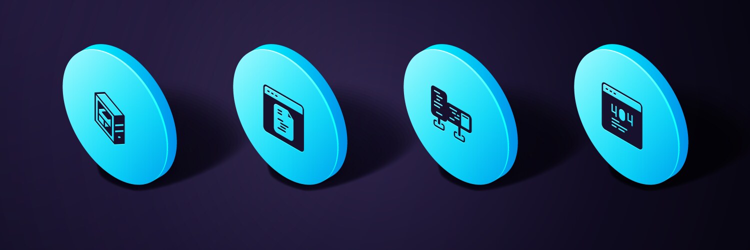 Set isometric page with a 404 error computer vektorbild