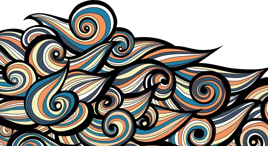 Curl abstract pattern with multicolored waves vektorbild