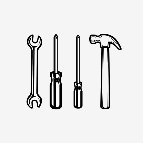 Mechanic Tools Set - Wrench, Hammer, Screwdriver Vector Image