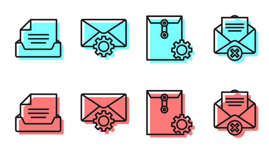 Set line envelope setting drawer with document vector image