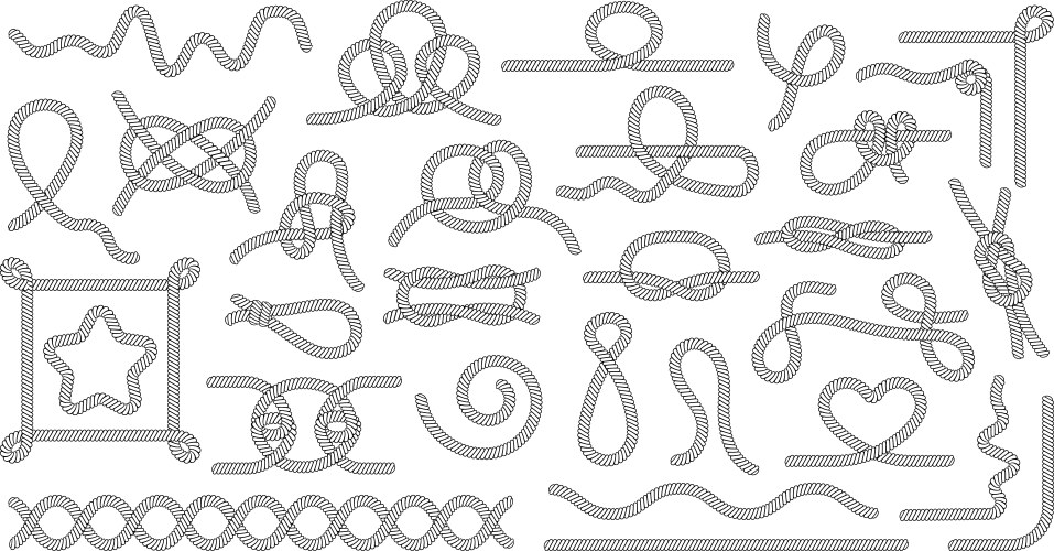 Isolated nautical knots marine ropes frames vector image