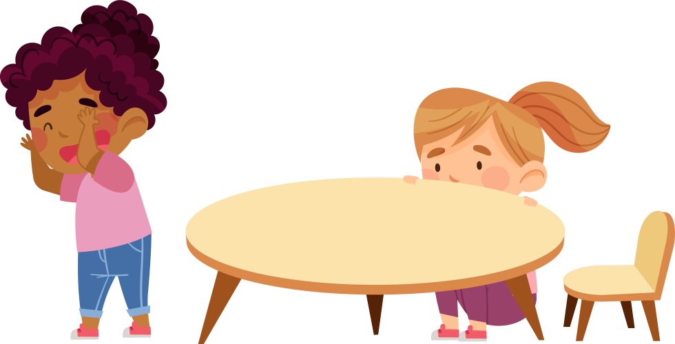 Little girls playing hide and seek game Vector Image