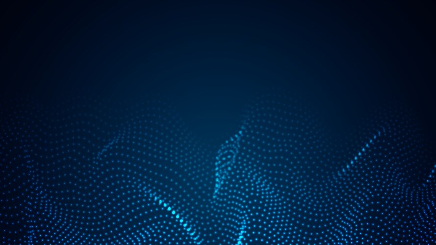 Array of particles flowing over dark background vector image