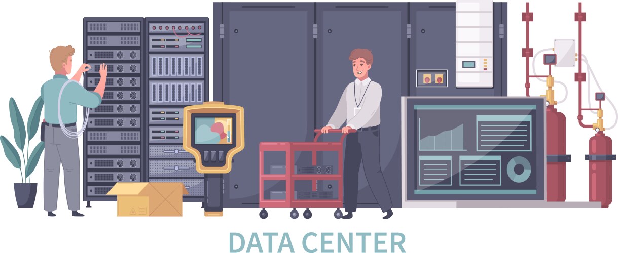 Data center cooling composition Royalty Free Vector Image