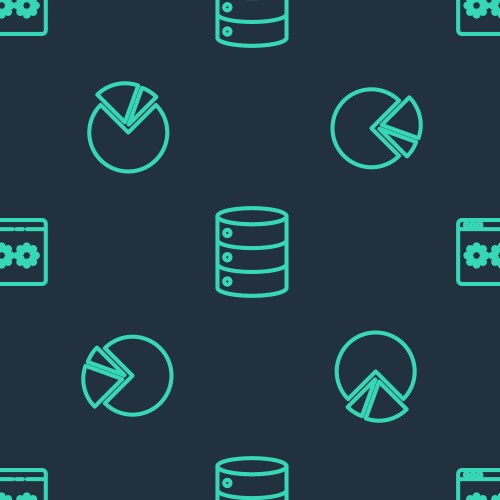 Set line server data web hosting pie chart vector image