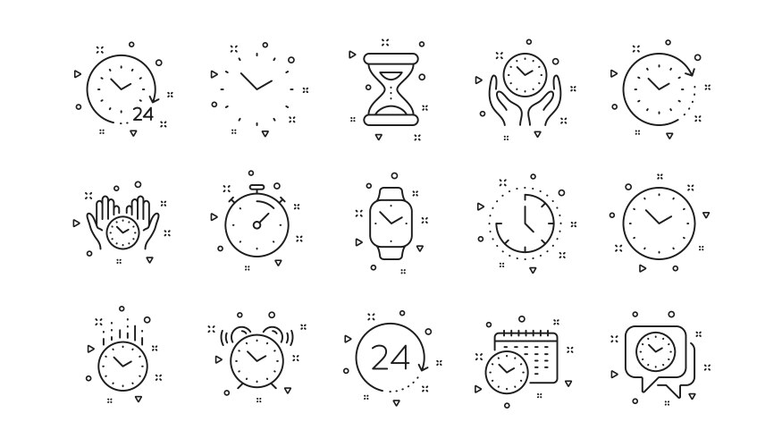 Time and clock line icons timer alarm vector image