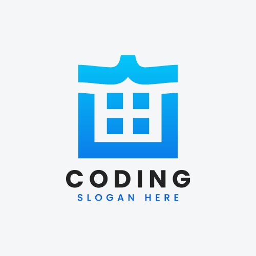 Modern computer programming coding logo design vector image