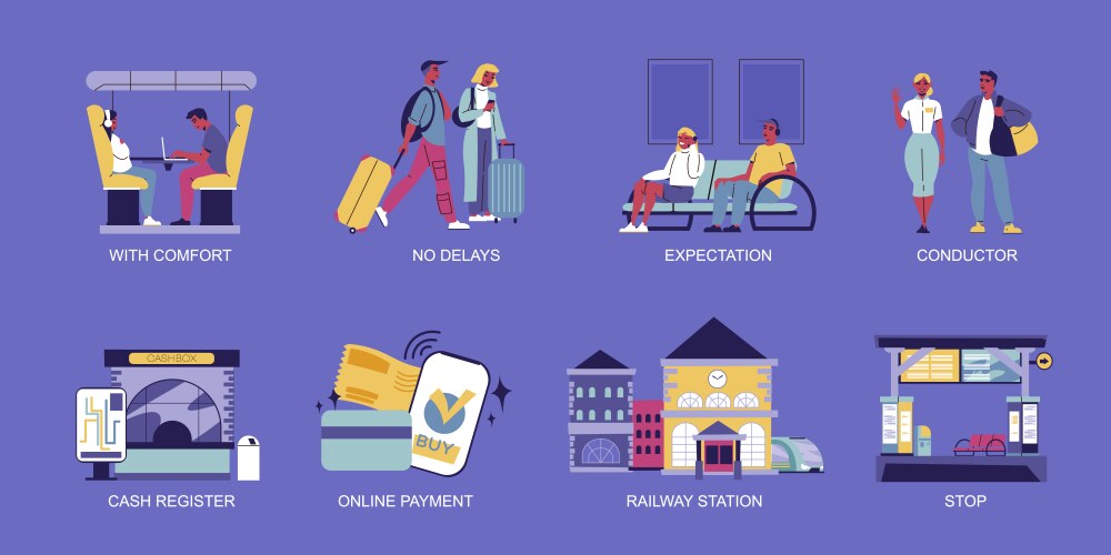 railway station set vector