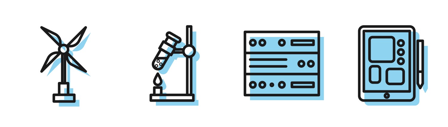 Set line server data web hosting wind turbine vector image