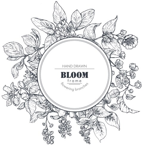 Floral frame with bouquets of hand drawn Vector Image