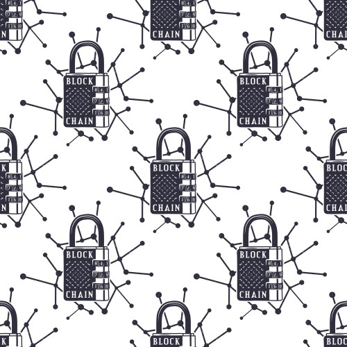 Blockchain security seamless pattern bitcoin vector image