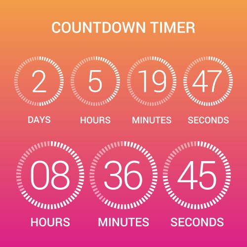 Circle countdown clock counter timer on gradient vector image