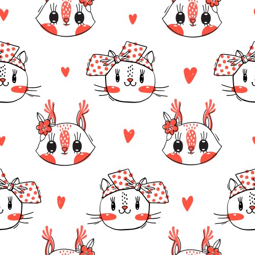 Cute Cat & Squirrel Pattern Vector Image