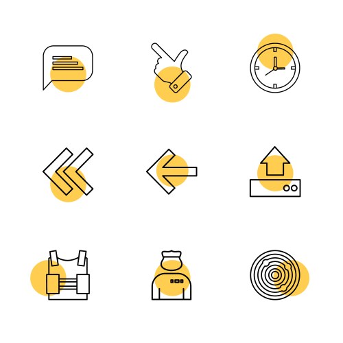 Message like compass left rewind upload bag vector image