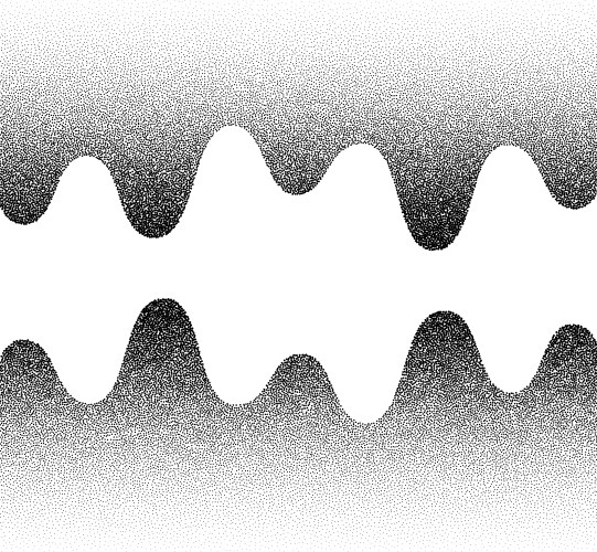 Dotwork gradient grain wave background black Vector Image