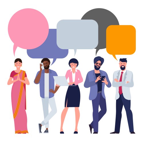 People icons with colorful dialog speech bubbles vector image