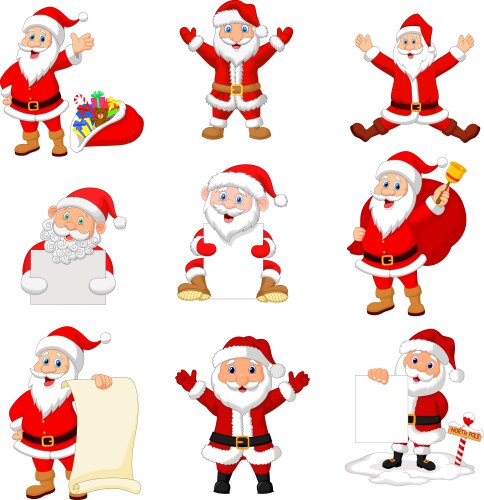 Cartoon santa claus collection set Vector Image