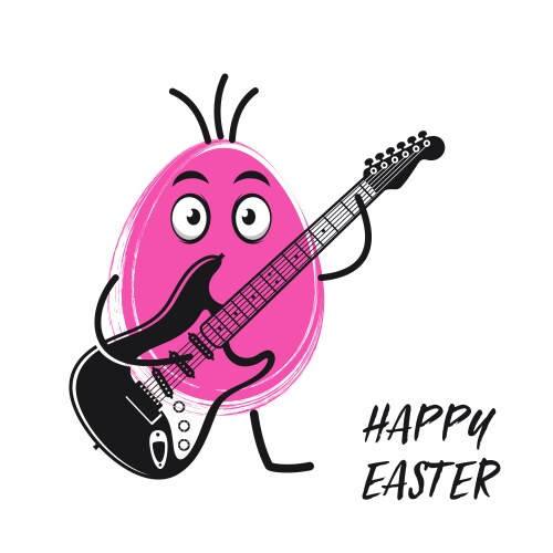 Easter egg playing electric guitar funny Vector Image
