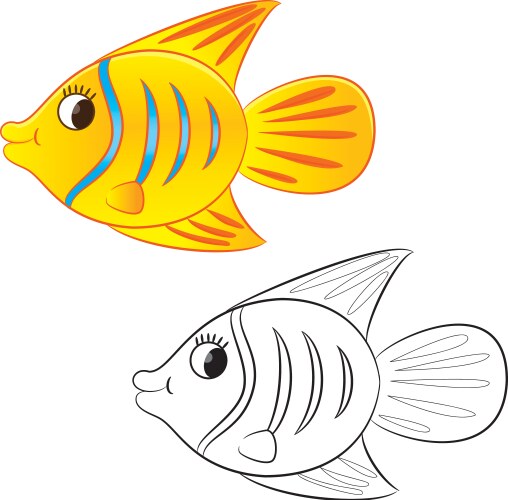 Fish coloring book vector image