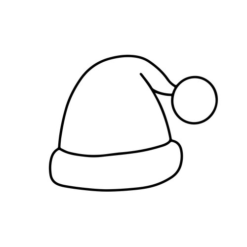 Santa Hat Outline Icon - Festive Sketch Vector Image