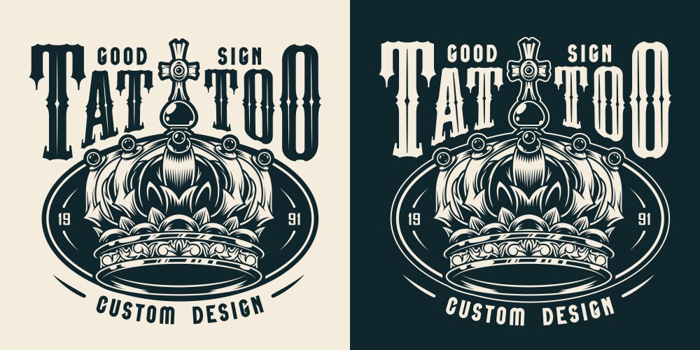 Vintage tattoo studio monochrome emblem Vector Image