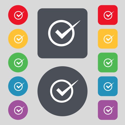 Check mark sign icon checkbox button set color vektorbild