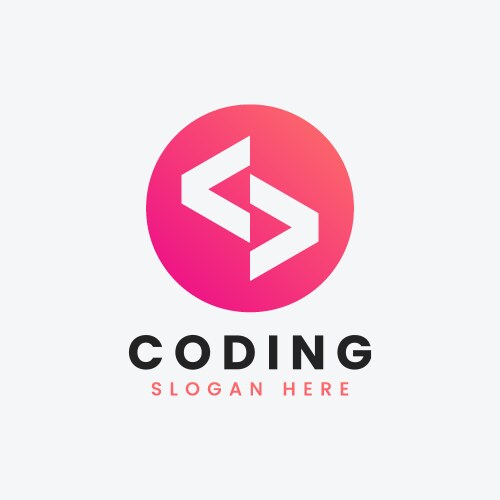 Modern computer programming coding logo design vector image