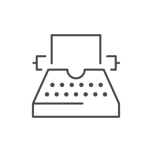 Retro typewriter line outline icon vector image