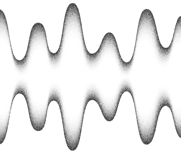 Dotwork gradient grain wave background black Vector Image