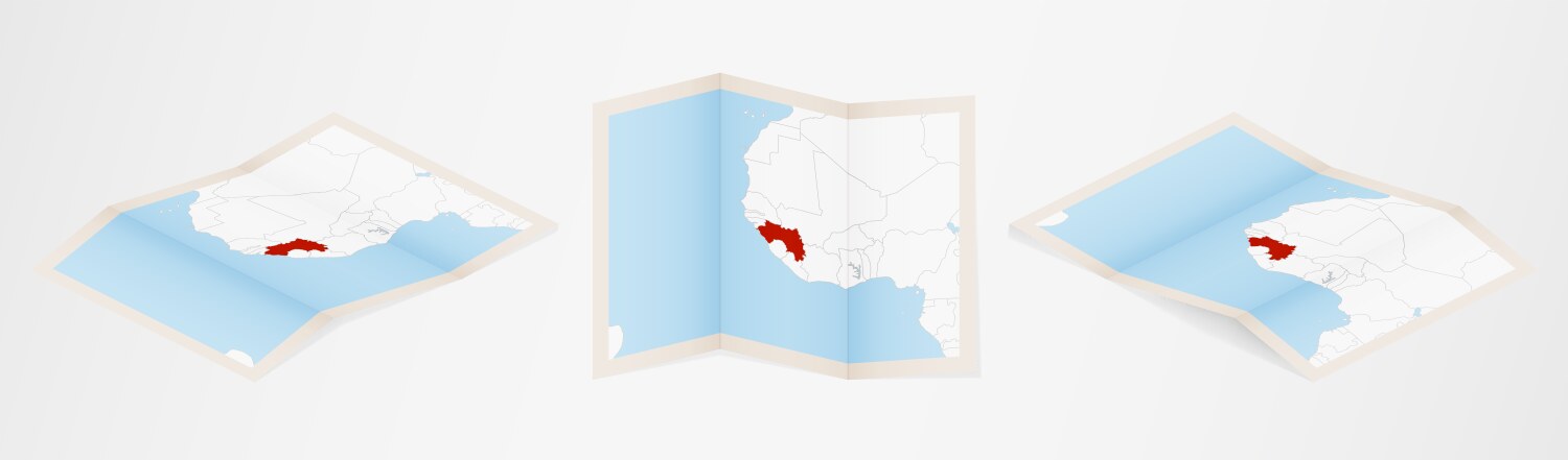 Folded map guinea in three different versions vector image