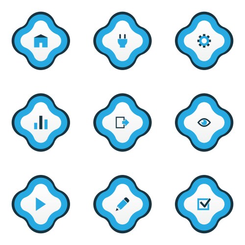 Interface icons colored set with exit edit home vector image