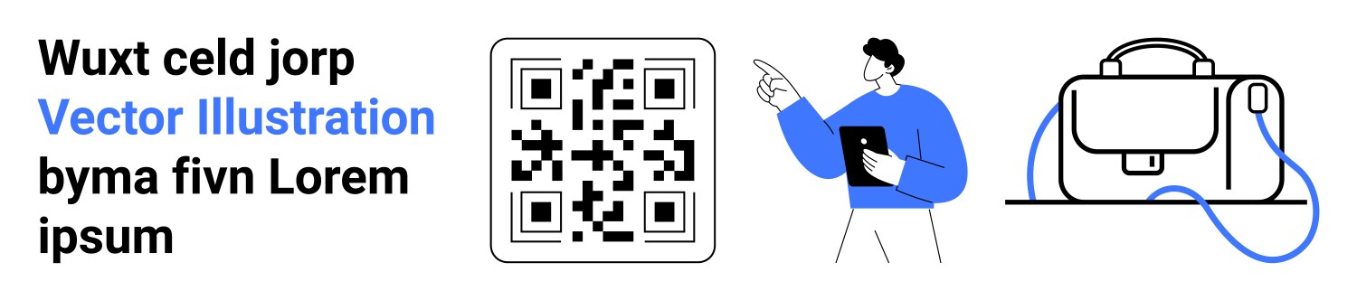 Qr code with user interaction and bag vector image