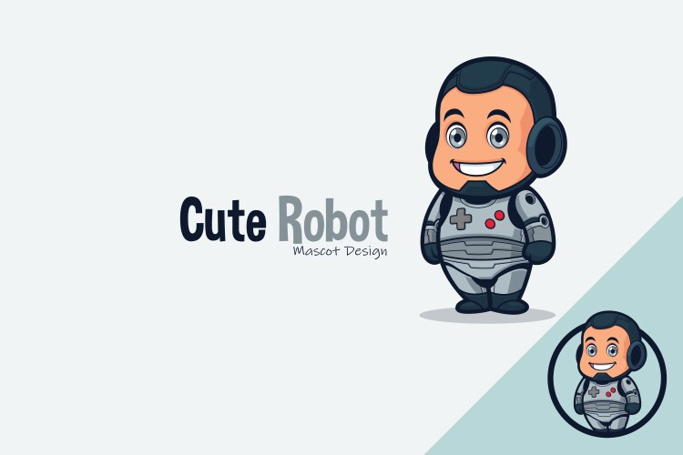 Cute robot mascot design vector image