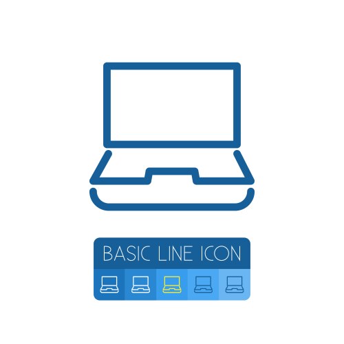 Isolated notebook outline desktop element vector image