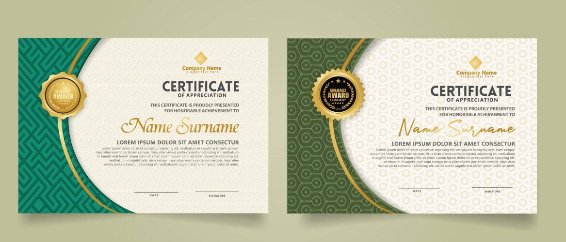 Set modern certificate template with dynamic vector image