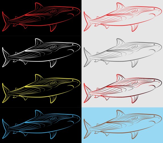 sharks set collection vector image vector image