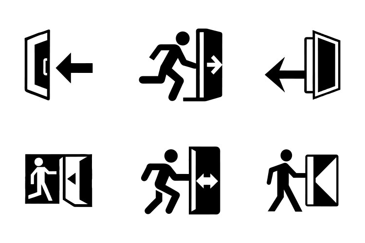 Art style exit icon bundle set design vector image